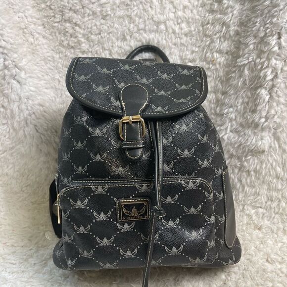 Wendy Keen Synthetic black and gray logo Backpack drawstring top closure. - Picture 5 of 16